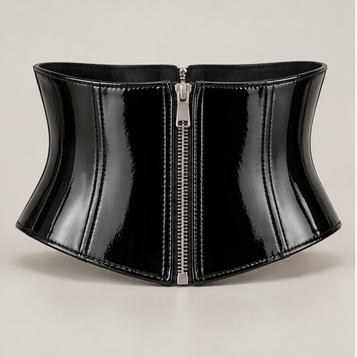 Black Eclipse Zip-Front Cincher front view