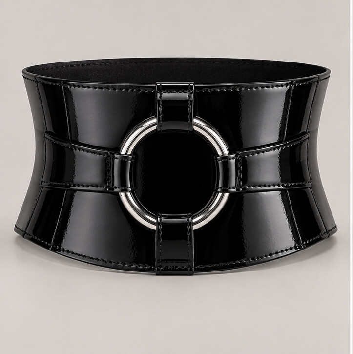 Black Omen Ring-Detail Belt front view